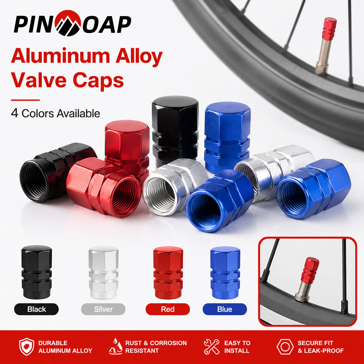 Motorcycle Valve Cover - PINMOAP 4/12PCS Capuchons de valve hexagonaux